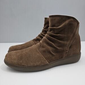 NEW Munro Scout Ankle Bootie Womens 9 NARROW Brown Suede Water Resistant Fall